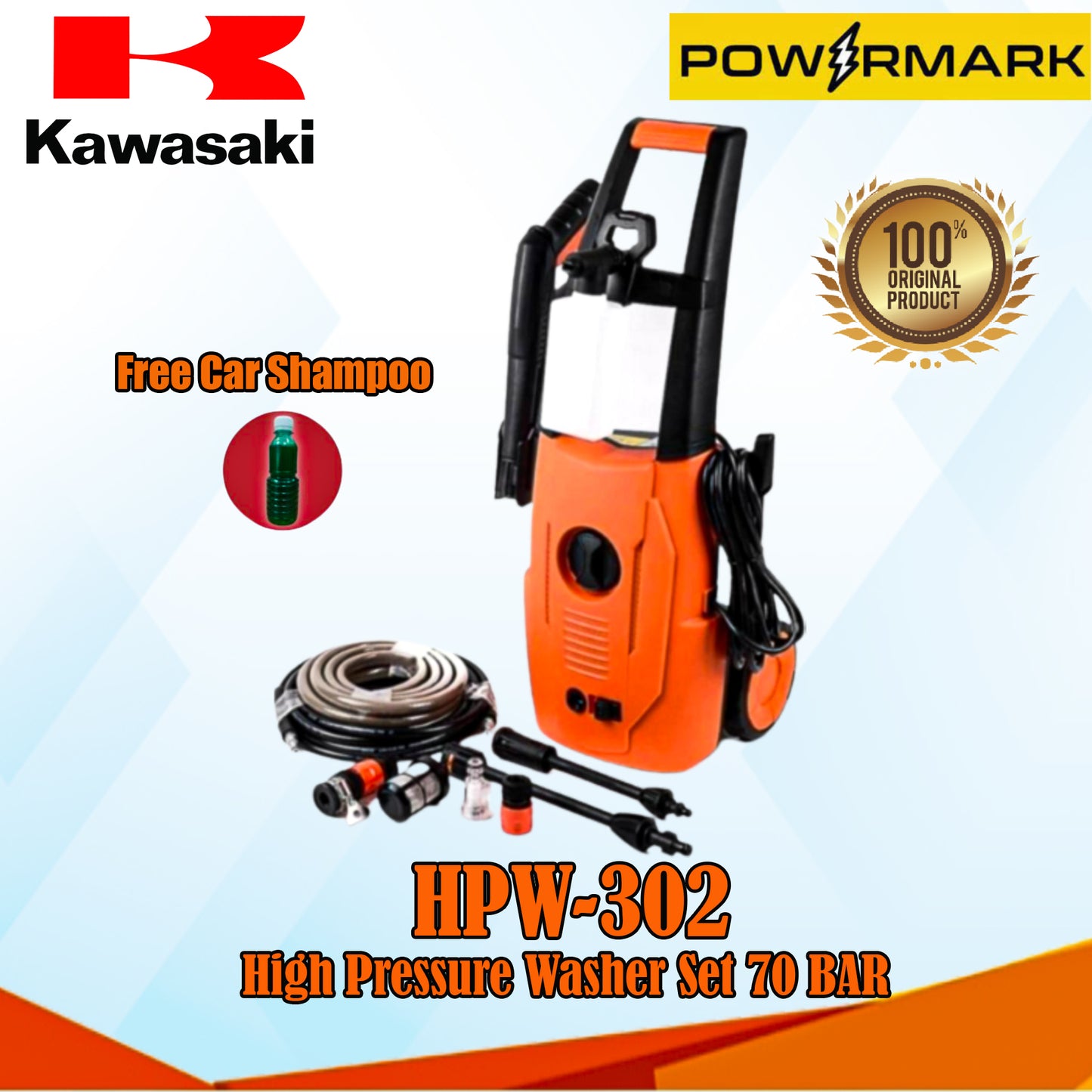 KAWASAKI HPW-302 High Pressure Washer Set (Orange)