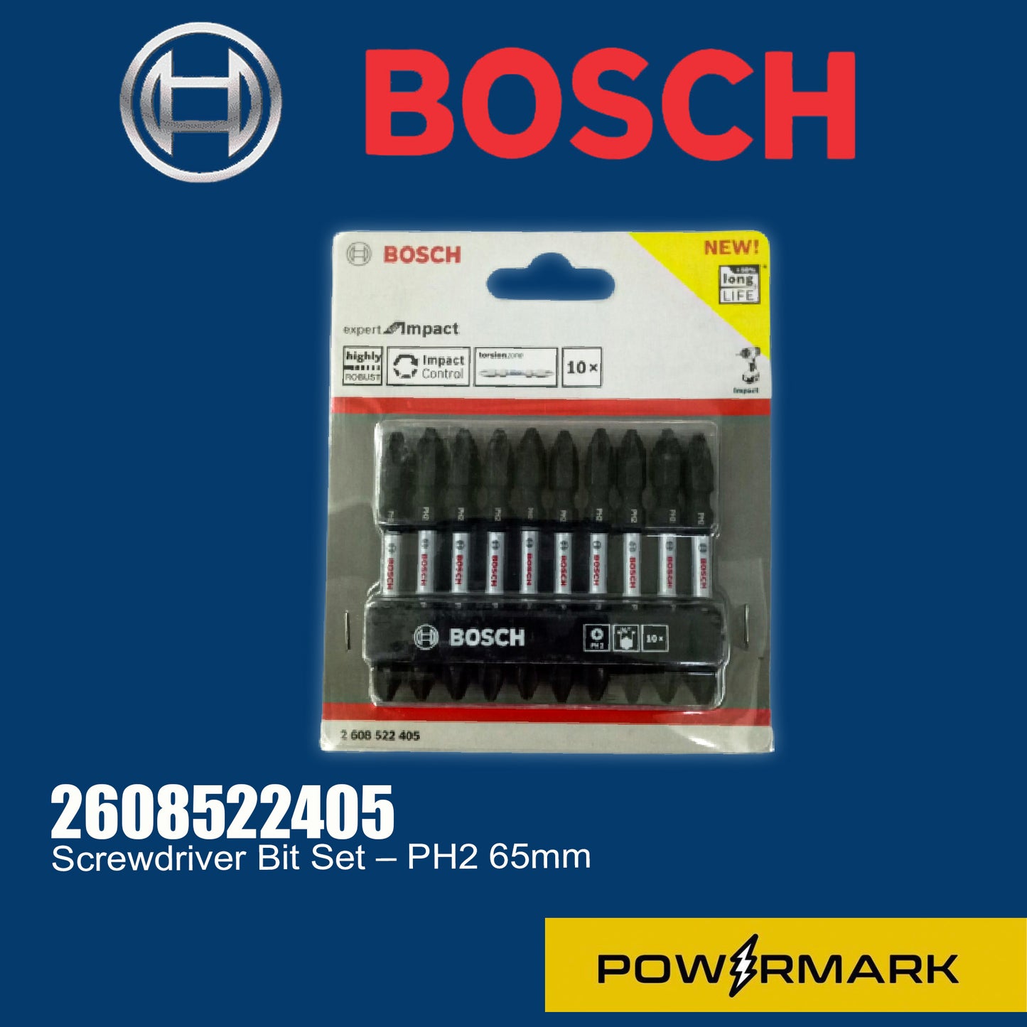 BOSCH 2608522405 Screwdriver Bit Set – PH2 65mm