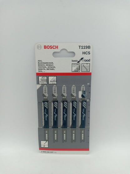 BOSCH 2608630037 T119B HCS Jigsaw Blade Set Basic for Wood