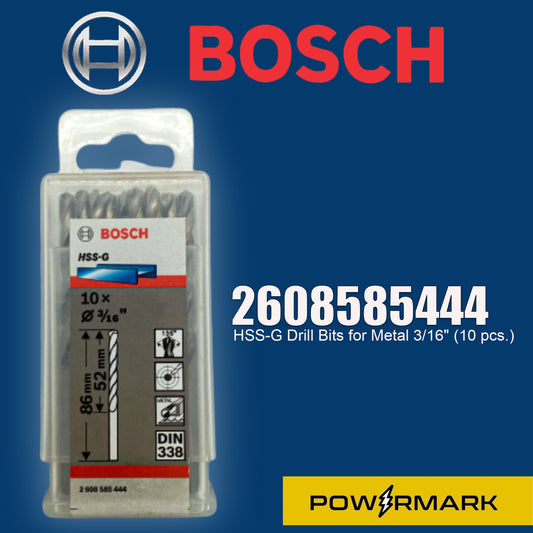 BOSCH 2608585444 HSS-G Drill Bits for Metal 3/16" (10 pcs.)