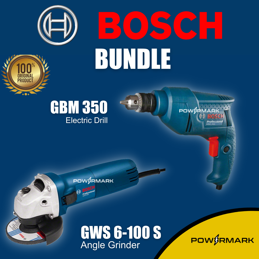 [BUNDLE] BOSCH GBM 350 Electric Drill + BOSCH GWS 6-100 S Angle Grinder