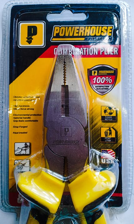 POWERHOUSE Combination Pliers 8 inches (Dyna Grip & Nickel Plated)