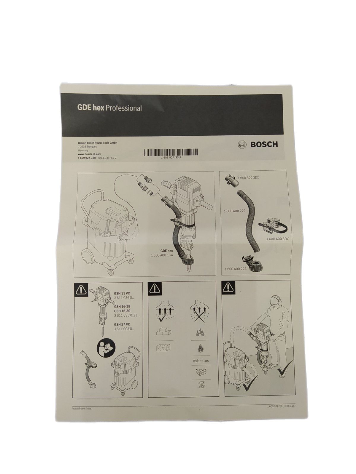 BOSCH GDE HEX Dust Extraction Kit For BOSCH Breakers