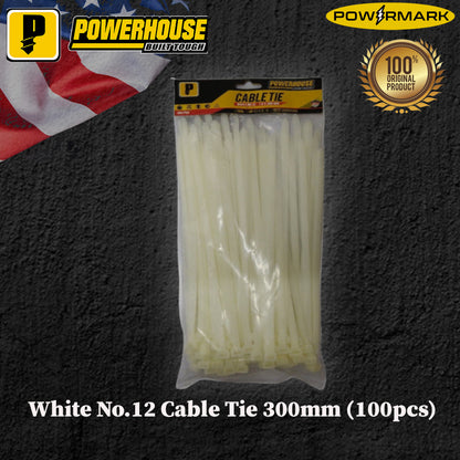 POWERHOUSE White No.12 Cable Tie 300mm (100pcs)