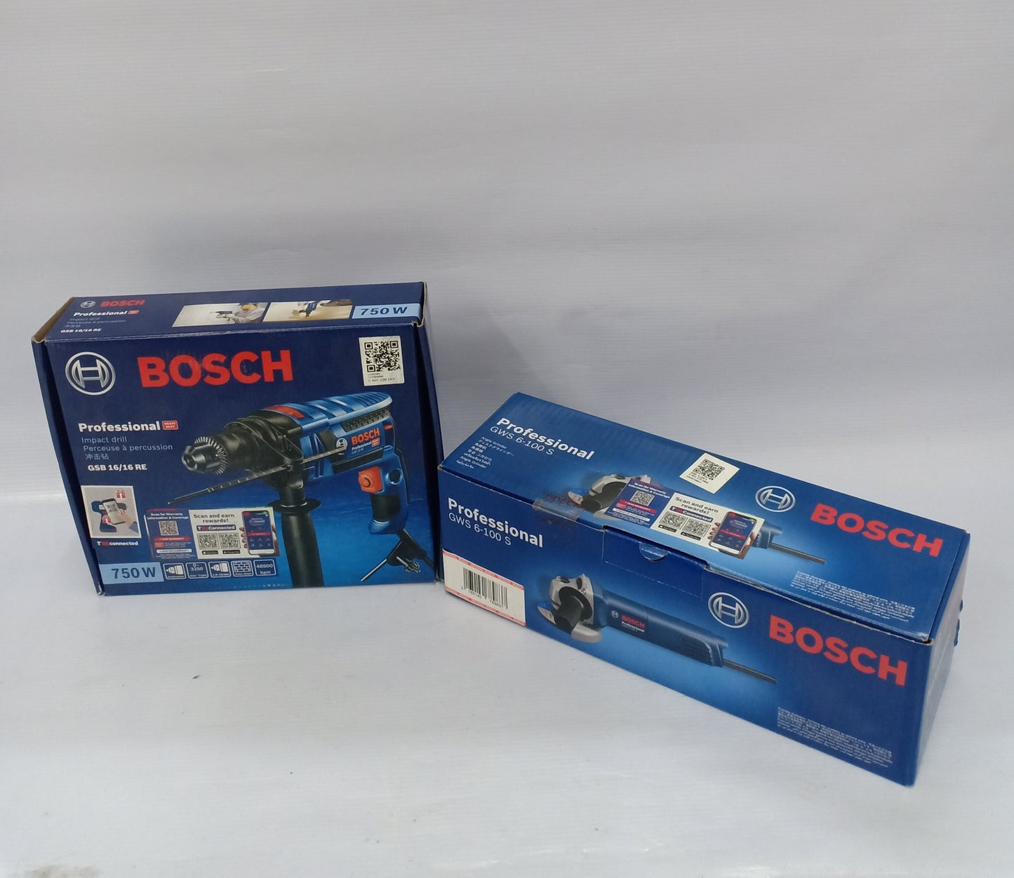 [BUNDLE] BOSCH GSB 16 RE Impact Drill (Carton) + BOSCH GWS 6-100 S Angle Grinder