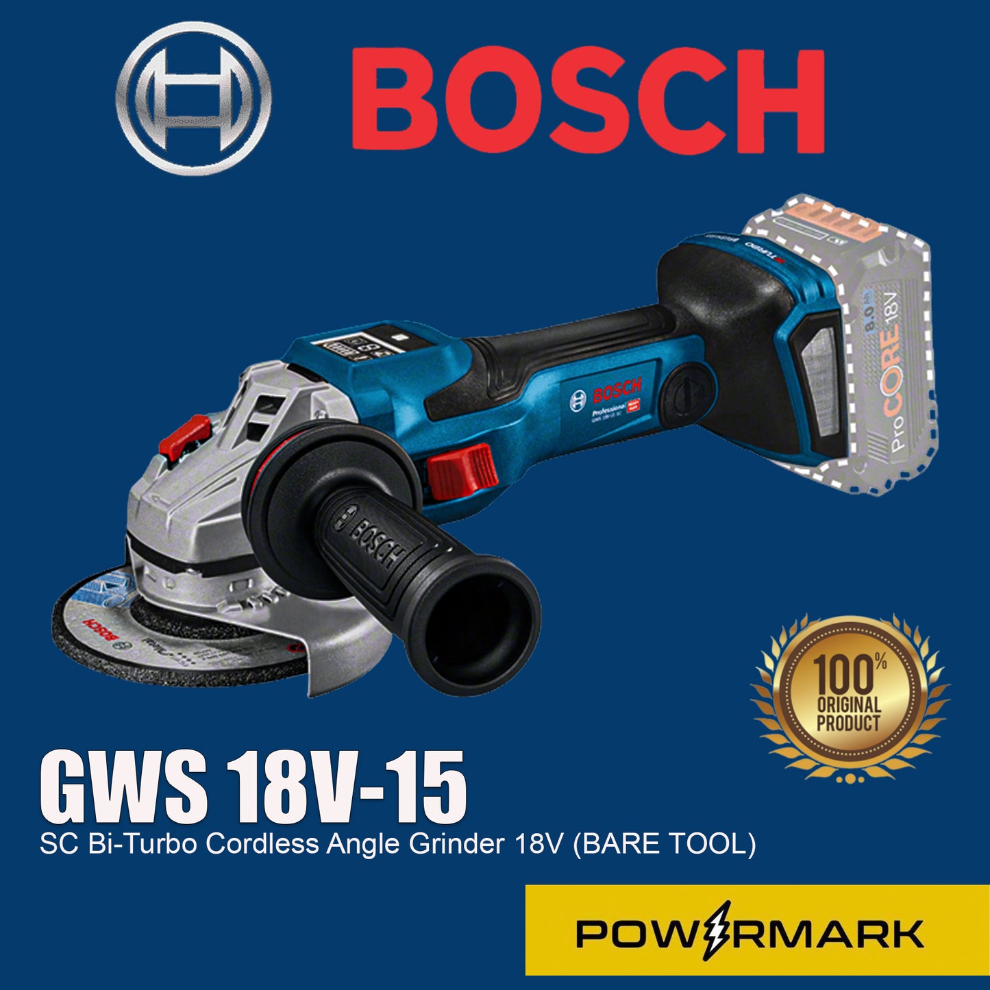 BOSCH GWS 18V-15 SC Bi-Turbo Cordless Angle Grinder 18V (BARE TOOL)