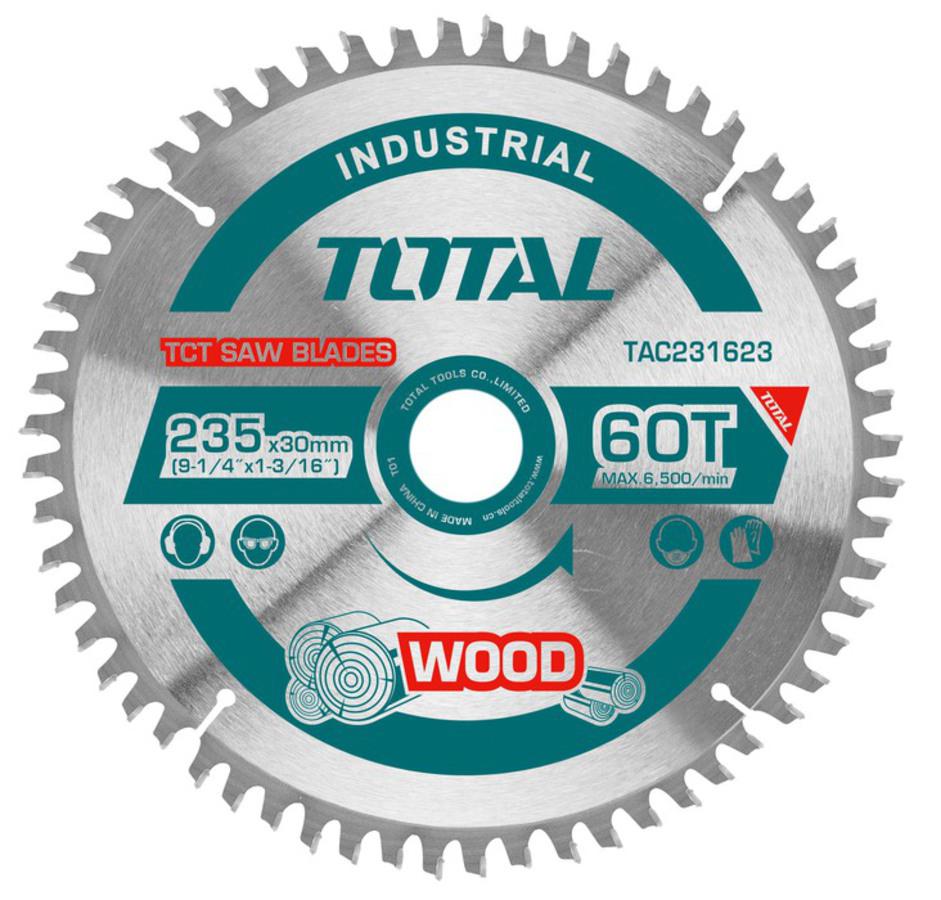 TOTAL TAC231623 Industrial TCT Saw Blade 235mm x 30mm (60T) for Wood Cutting