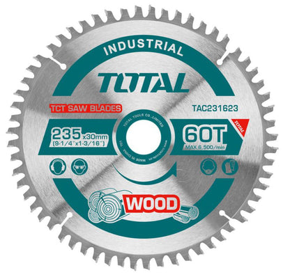 TOTAL TAC231623 Industrial TCT Saw Blade 235mm x 30mm (60T) for Wood Cutting