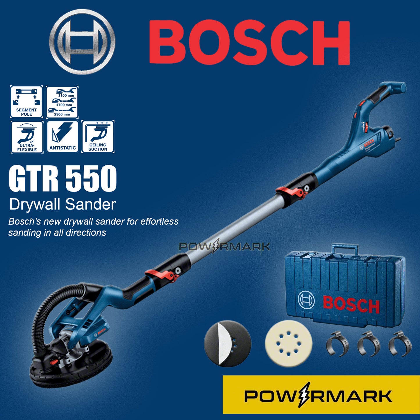 BOSCH GTR 550 Professional Drywall Sander 550W with Carrying Case