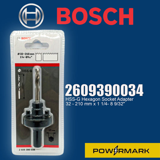 BOSCH 2609390034 HSS-G Hexagon Socket Adapter 32 - 210 mm x 1 1/4- 8 9/32"