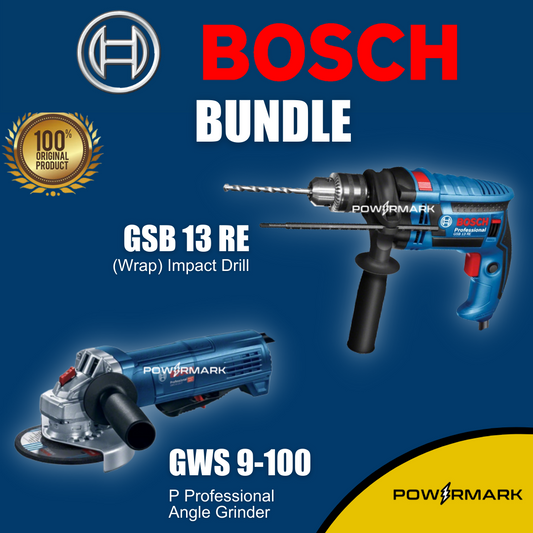 [BUNDLE] BOSCH GSB 13 RE (Wrap) Impact Drill + BOSCH GWS 9-100 P Professional Angle Grinder