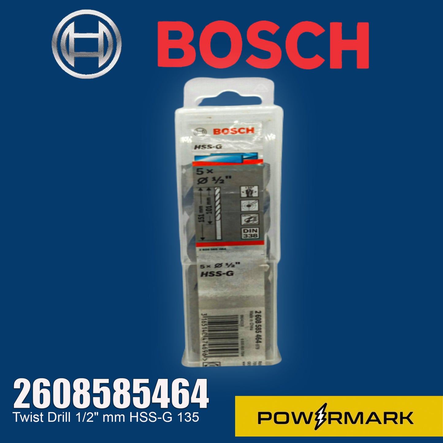 BOSCH 2608585464 Twist Drill 1/2" mm HSS-G 135