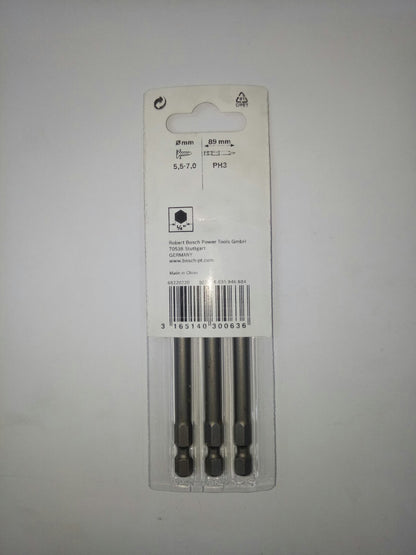 BOSCH 2607001537 Screwdriver Bit PH3 (89mm) x 3