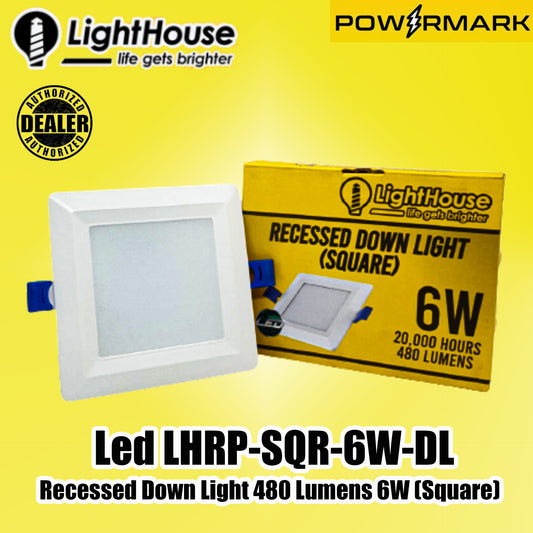 LIGHTHOUSE Led LHRP-SQR-6W-DL Recessed Down Light 480 Lumens 6W