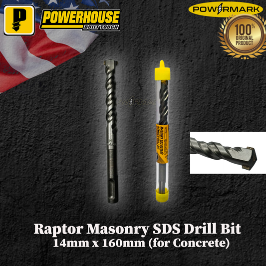 POWERHOUSE Raptor Masonry SDS Drill Bit 14mm x 160mm (for Concrete)