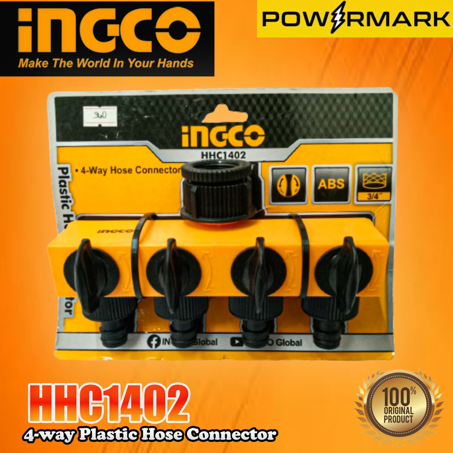 INGCO HHC1402 4-way Plastic Hose Connector