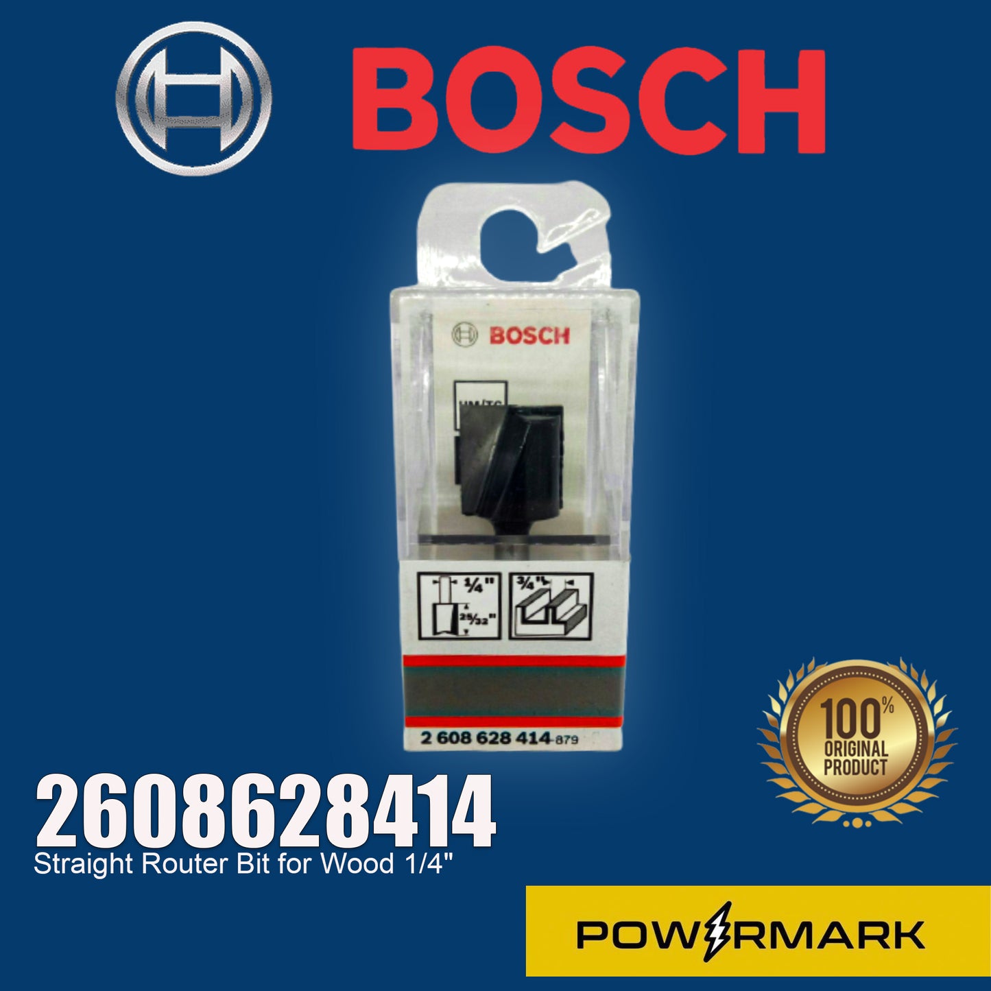 BOSCH 2608628414 Straight Router Bit for Wood 1/4"