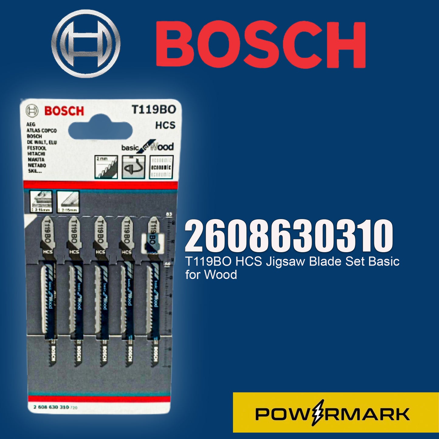 BOSCH 2608630310 T119BO HCS Jigsaw Blade Set Basic for Wood