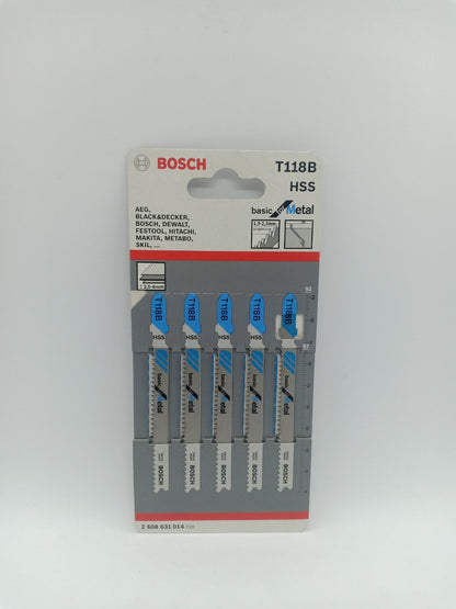 BOSCH 2608631014 T118B HSS Jigsaw Blade Set Basic for Metal