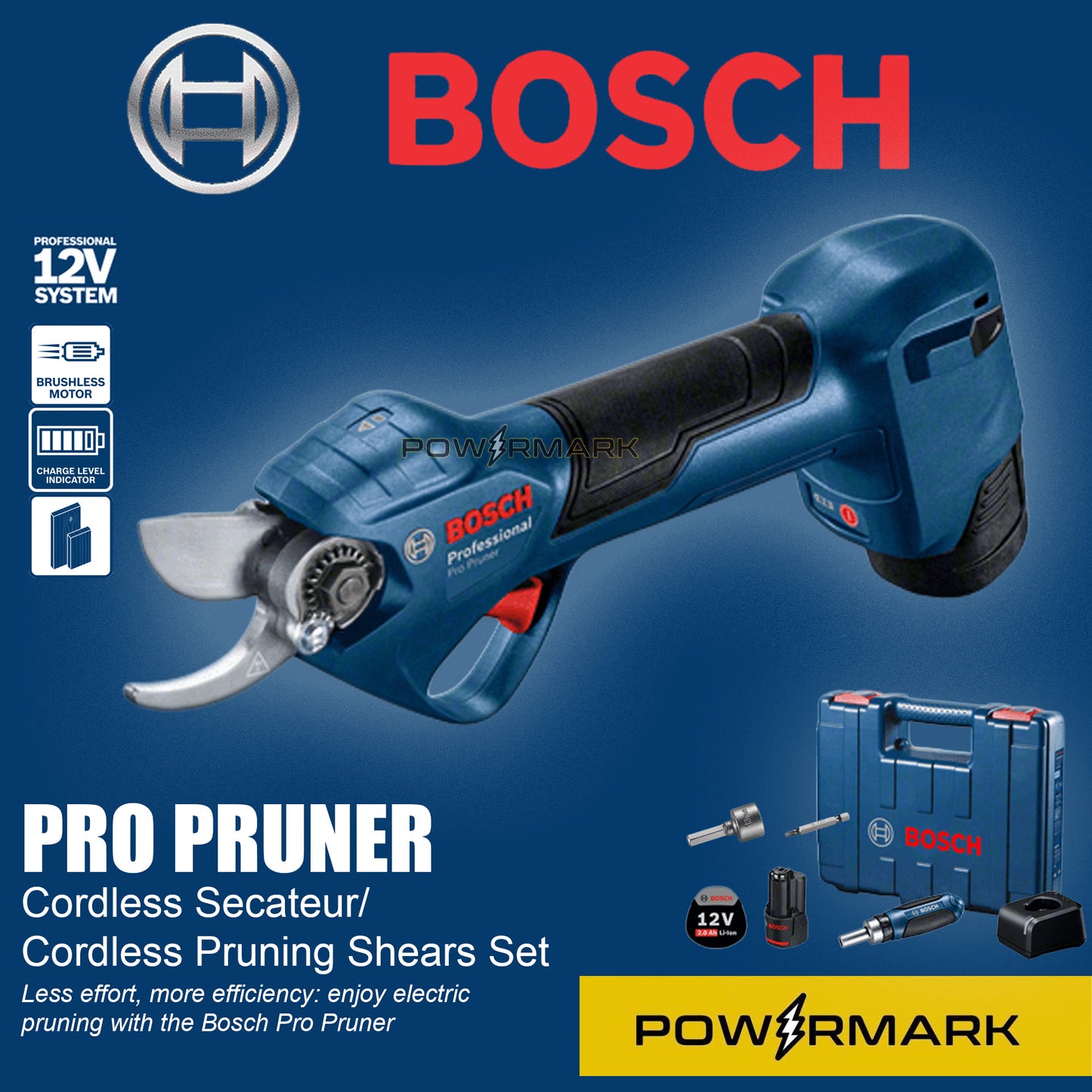 BOSCH PRO PRUNER Cordless Pruning Shears 12V with Battery and Charger