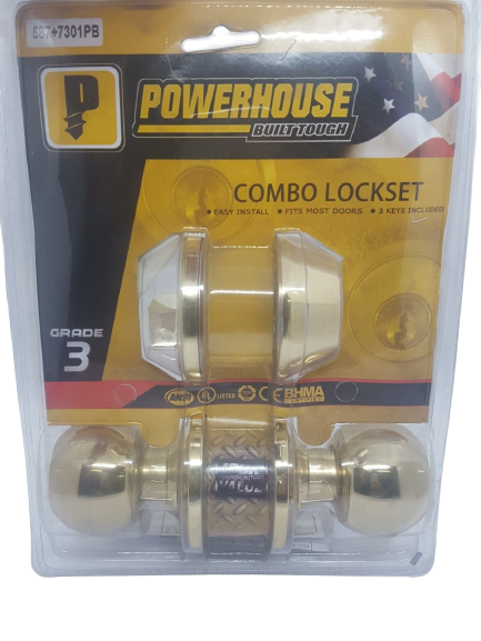 POWERHOUSE Grade 3 587+7301PB Combo Lock Set