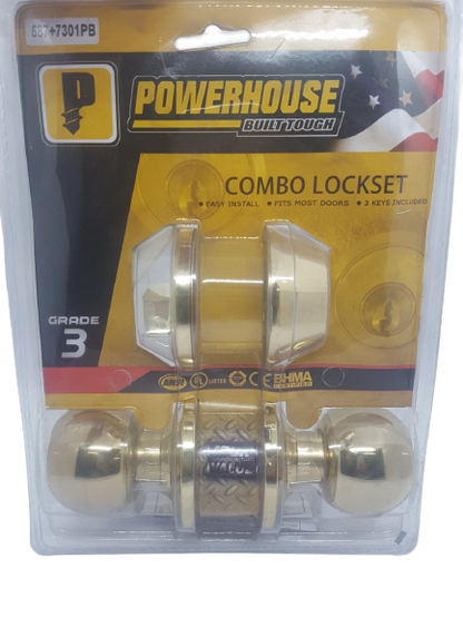 POWERHOUSE Grade 3 587+7301PB Combo Lock Set